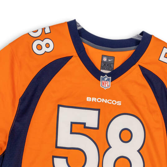 Mens Orange #58 Denver Broncos Von Miller Football NFL Jersey Size XXL image number 2