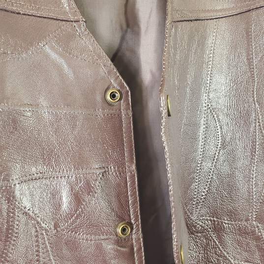Men's Brown Leather Vest SZ XL image number 5