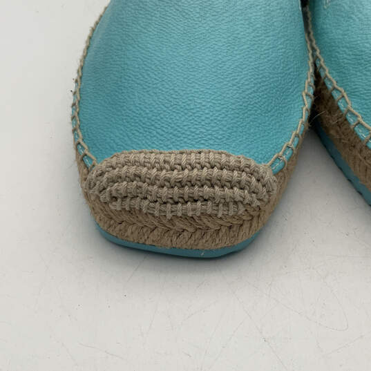 Womens Blue Ombre Logo Wooden Detail Slip-On Espadrille Flats Size 9.5 image number 4