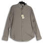 NWT Mens Brown Geometric Spread Collar Long Sleeve Button-Up Shirt Size XL image number 1