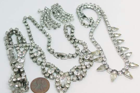 VNTG Mid Century Silver Tone Icy Rhinestone Jewelry Lot image number 6