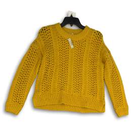 NWT Madewell Womens Yellow Knitted Long Sleeve Crew Neck Pullover Sweater Sz XS