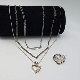 Sterling Silver 14" -17 1/2" Necklace Locket Heart Pendant Bundle 5pcs 14.0g alternative image