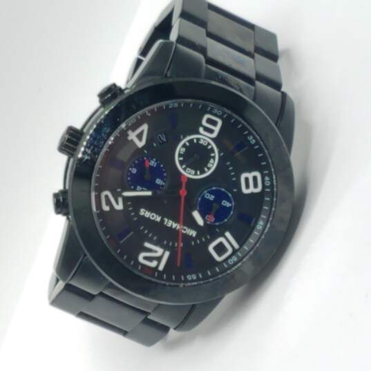 Michael Kors MK8291 Mercer Chrono 10ATM WR Black Stainless Steel Watch image number 5