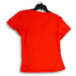 Womens Orange V-Neck Short Sleeve Regular Fit Pullover T-Shirt Size M alternative image