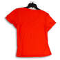 Womens Orange V-Neck Short Sleeve Regular Fit Pullover T-Shirt Size M image number 2
