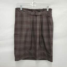 Faconnable WM's 100% Wool Dark Grey Plaid Skirt Size 6