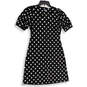 Womens Black White Polka Dot V-Neck Short Sleeve A-Line Dress Size 4 image number 1