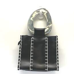 Edun Bibi Leather Metal Handle Mini Satchel Black alternative image