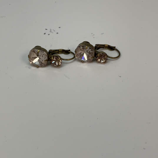 Designer Sorrelli Gold-Tone Lever Back Crystal Cut Stone Drop Earrings image number 3