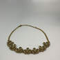 Designer J. Crew Gold-Tone Chain Floral Crystal Stone Statement Necklace image number 2