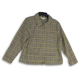 Christopher & Banks Womens Multicolor Plaid Long Sleeve Snap Button-Up Shirt PL