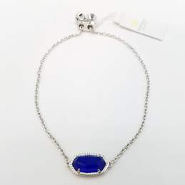 Kendra Scott Silver Tone Blue Gemstone Elisa Short 4 1/2 Bracelet W/Tag 7.7g