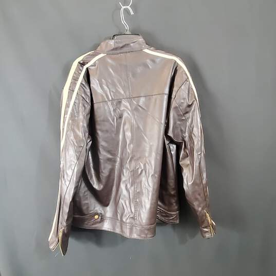 Point Zero Men Brown Faux Leather Jacket Sz XL image number 3