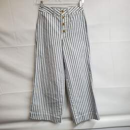 Madewell Womens Emmett Wide-Leg Crop Pants in Stripe Button-Front Sz 24