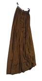 Womens Gold Brown Elastic Waist Pleated Maxi Skirt Size Medium image number 3