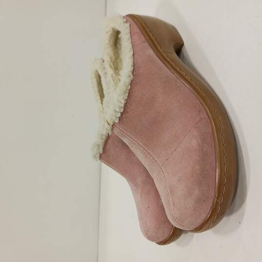 Women's Pink Leather Faux Fur-Lined Clogs Size 10 image number 3