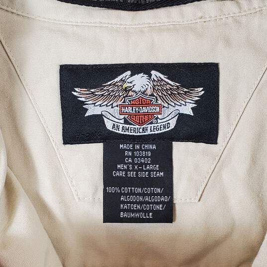Harley Davidson Men Khaki Back Graphic Button Up Shirt XL image number 3