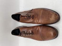 Mens Tea Time Brown Leather Almond Toe Lace Up Oxford Dress Shoes Size 9