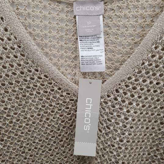 Chico's V-Neck Open-Stitch Pullover Sweater sz 1P image number 3