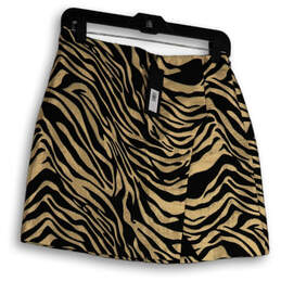 NWT Womens Black Gold Animal Print Flat Front Pull-On Mini Skirt Size 2 alternative image