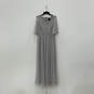 Womens Gray Lace 3/4 Sleeve Sparkle V-Neck Back Zip Long Maxi Dress Size 8 image number 2