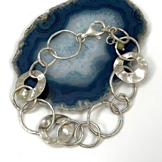 Designer Silpada 925 Sterling Silver Hammered Circle Link Chain Bracelet image number 1
