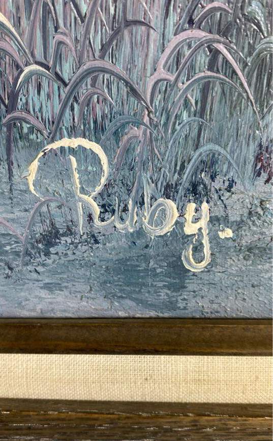 Pastel Beach Scene with Pampas Grass Oil on canvas by Ruby Signed image number 5
