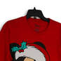 Mens Red Graphic Print Crew Neck Long Sleeve Pullover T-Shirt Size L image number 3
