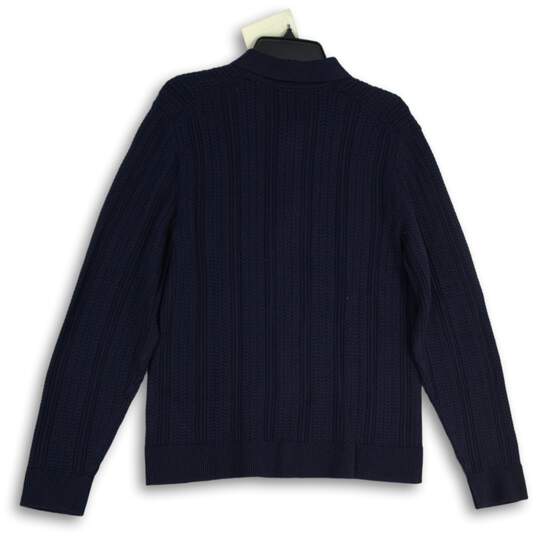NWT Abercrombie & Fitch Mens Navy Blue Knitted Collared Pullover Sweater Size L image number 2