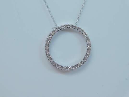 Contemporary 14K White Gold Diamond Accent Open Circle Pendant Necklace 2.0g image number 3