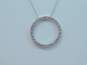Contemporary 14K White Gold Diamond Accent Open Circle Pendant Necklace 2.0g image number 3