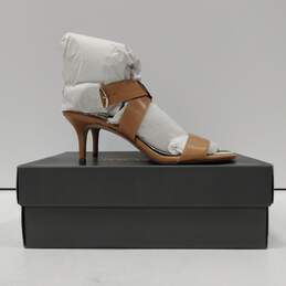 Ann Taylor Womens Brown Leather Buckle Open Toe Stiletto Heel Slingback Sandals Size 7M NIB alternative image