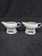 Bundle of Four Over and Back White Ceramic Stoneware Gravy Boats with Warmers image number 1