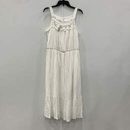 NWT Womens White Tiered Sleeveless Keyhole Neck A-Line Dress Size Large