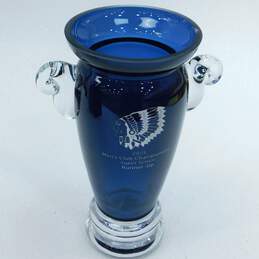 Sterling Cut Glass Avalon Midnight Blue Trophy & Clear Galaxy Vase Trophy w/ Logos alternative image