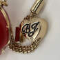 Designer Betsey Johnson Gold-Tone Red Apple Back To School Pendant Necklace image number 4