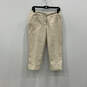 NWT Womens Beige Flat Front Slash Pocket Straight Leg Capri Pants Size 6 image number 1