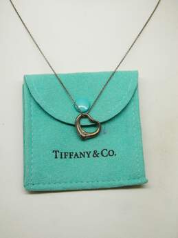 Tiffany & Co Elsa Peretti 925 Sterling Silver Open Heart Pendant Necklace 2.8g
