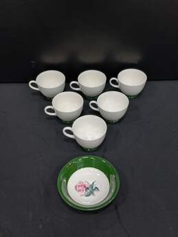6 Homer Laughlin  Nautilus Tea cups and 1 Dessert Bowl