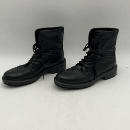 Aquatalia Womens Black Leather High Top Lace-Up Combat Boots Size 8.5