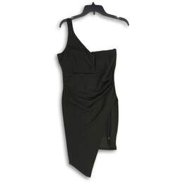 Womens Black One Shoulder Asymmetrical Hem Mini Dress Size Medium