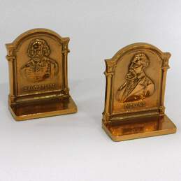 Vintage Brass Looking Bookends DICKENS & SHAKESPEARE