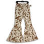 NWT Womens White Brown Animal Print Bell Bottom Ankle Pants Size Small image number 1