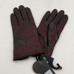 NWT Echo Womens Black Red Leather Embroidered Hand Gloves Size Medium alternative image