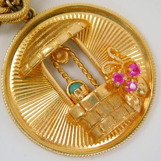 Vintage 14K Yellow Gold Ruby, Turquoise, Spinel & Pearl Sentimental Charm Bracelet 80.5g image number 6