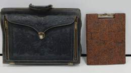 Tooled Leather Briefcase & Clipboard Bundle