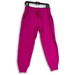 Womens Purple Elastic Waist Drawstring Tapered Leg Jogger Pants Size S/P