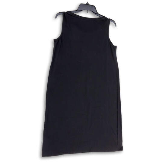 NWT Womens Black Sleeveless Pleated Round Neck Short Tank Dress Size Small image number 2