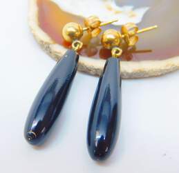 14K Yellow Gold Lacquered Wood Drop Earrings 2.4g alternative image